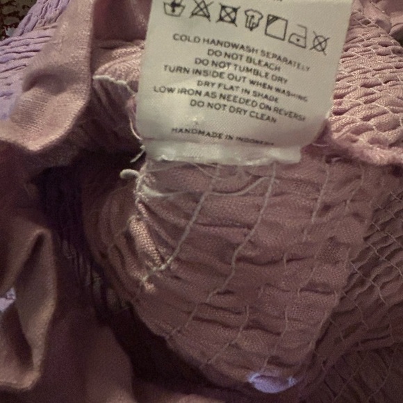 Faithfull The Brand Annibelis Linen Lilac Purple Smocked Stretch Dress Size S - Picture 10 of 10